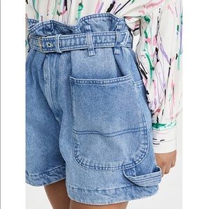 Isabel Marant paperbag waist denim shorts Sz. 6-8